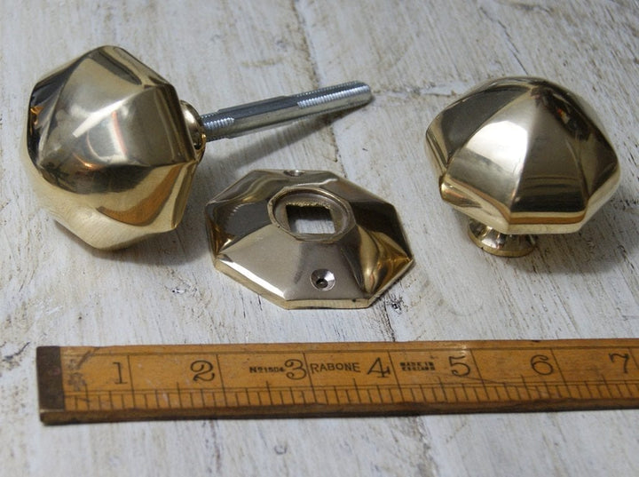 Octagonal Door Knob Cast Solid Brass 65mm
