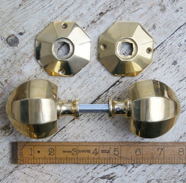 Octagonal Door Knob Large Cast Solid Brass 70mm