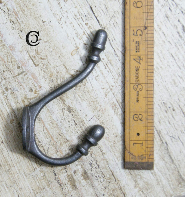 Hat Coat Hook Acorn 2 Hole Antique Iron 130mm