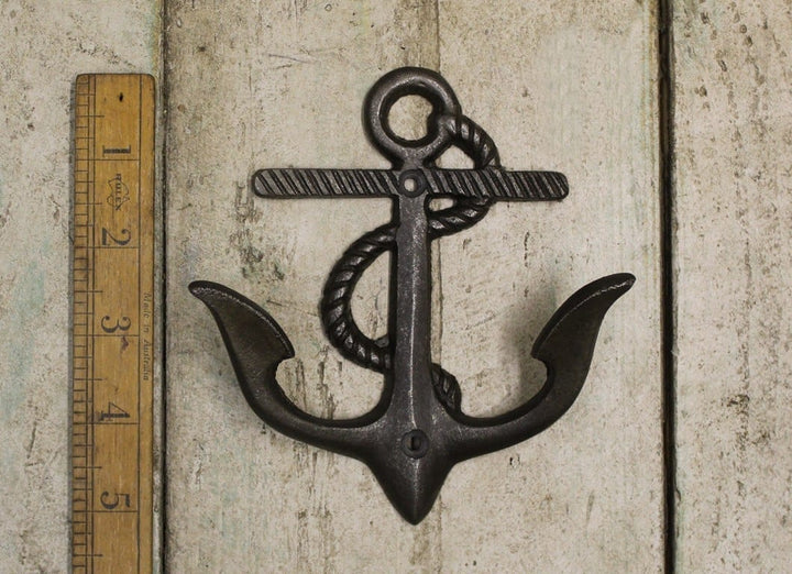Coat Hook Double ANCHOR Rope Design Antique Iron 130mm