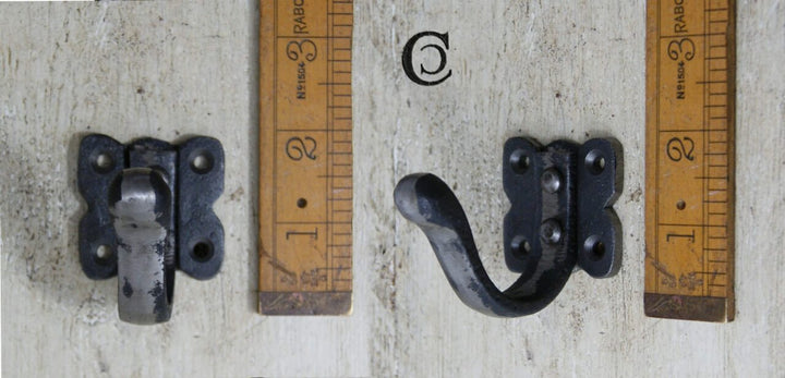 Coat Hook Single Twisted Riveted to Base Cast Antique Iron 55mm