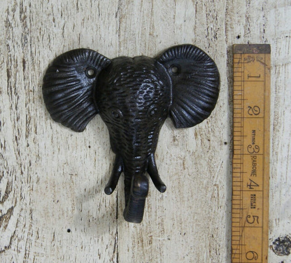 Hook ELEPHANT Head Trunk Heavy Cast Antique Iron 125mm