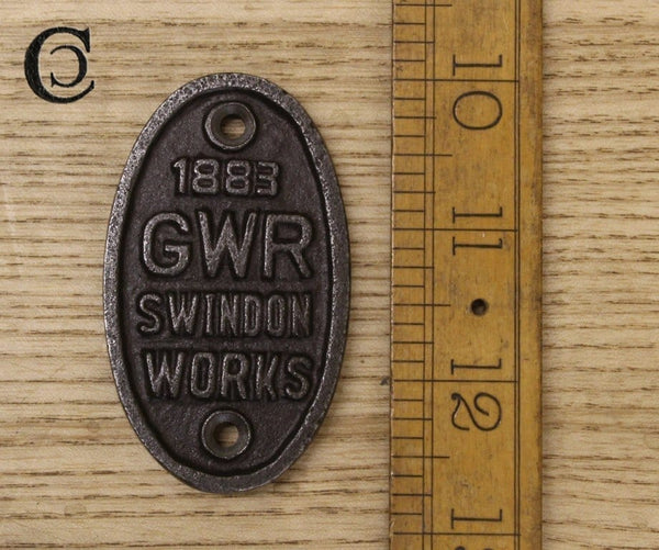 Plaque Oval GWR SWINDON WORKS 70mm x 40mm
