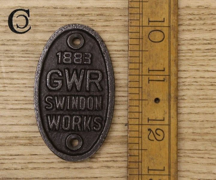 Plaque Oval GWR SWINDON WORKS 70mm x 40mm