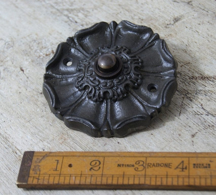 Door Bell Push EPPLEWORTH Antique Iron 90mm Diameter