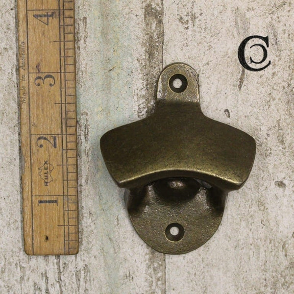 Bottle Opener Wall Mounted PLAIN Antique Brass on Iron