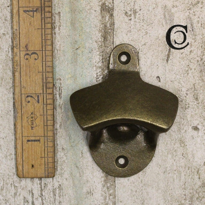 Bottle Opener Wall Mounted PLAIN Antique Brass on Iron