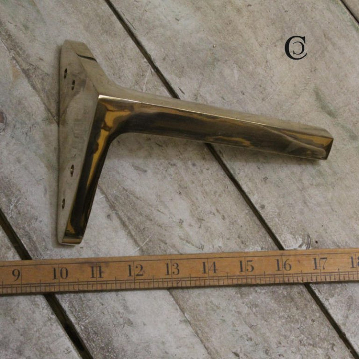 Furniture Leg AMALFI Cast Polished Brass Plate 180mm (ALU)