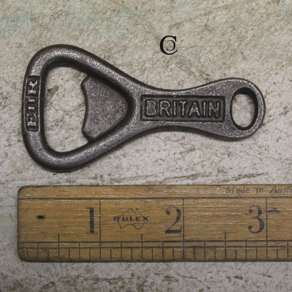 Bottle Opener Hand Held Key Ring GREAT BRITAIN Cast Antique Iron