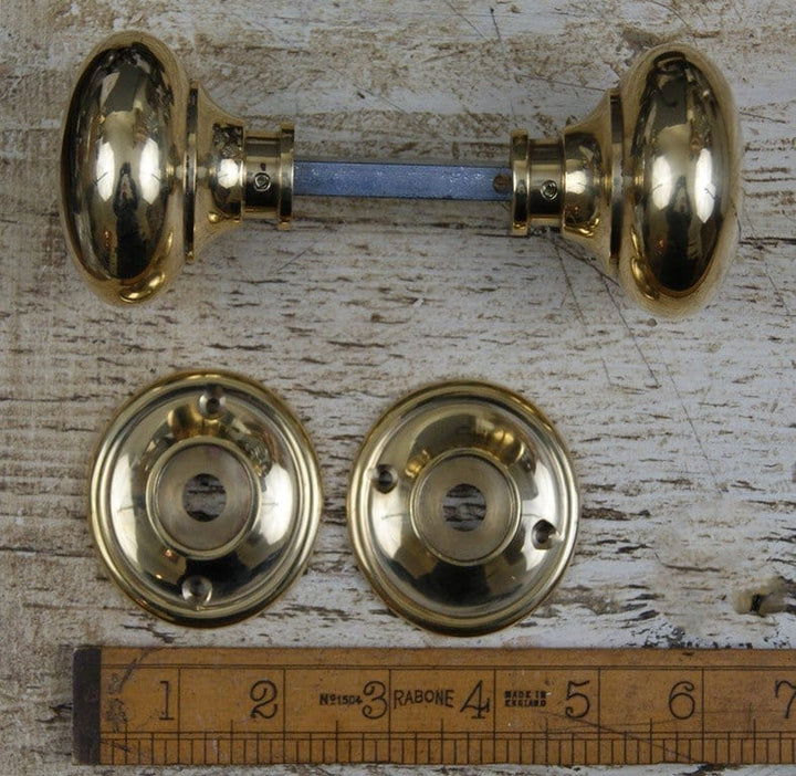 Cottage Door Knob Natural Brass 65mm Diameter