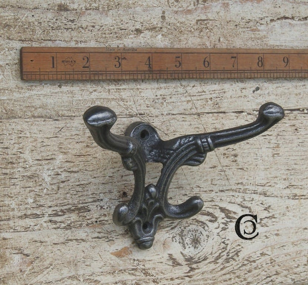 Hat Coat Hook BELVOIR 4 Antique Iron 80mm proj x 170mm