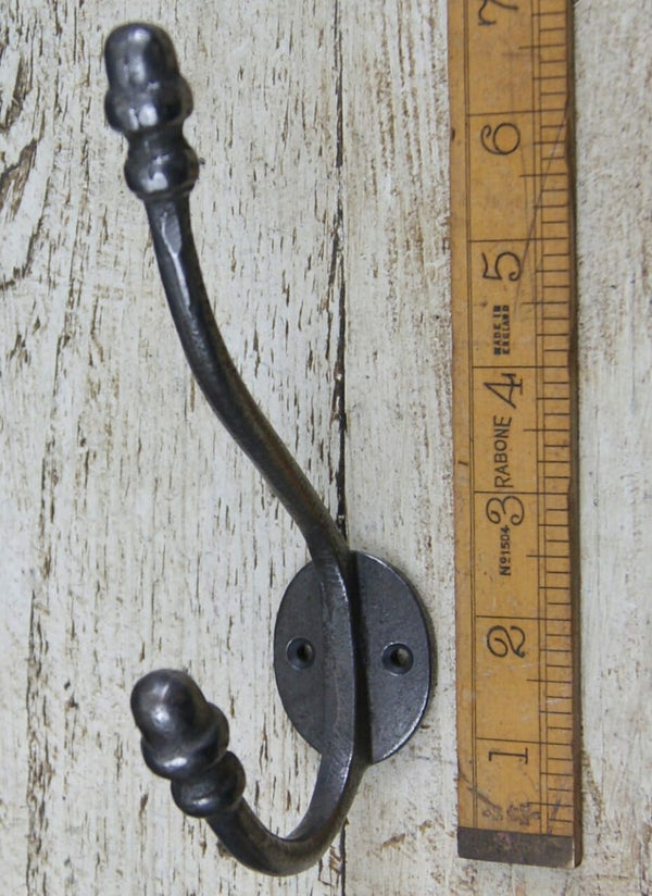 Hat Coat Hook Acorn 2 Hole Cast Antique Iron 175mm
