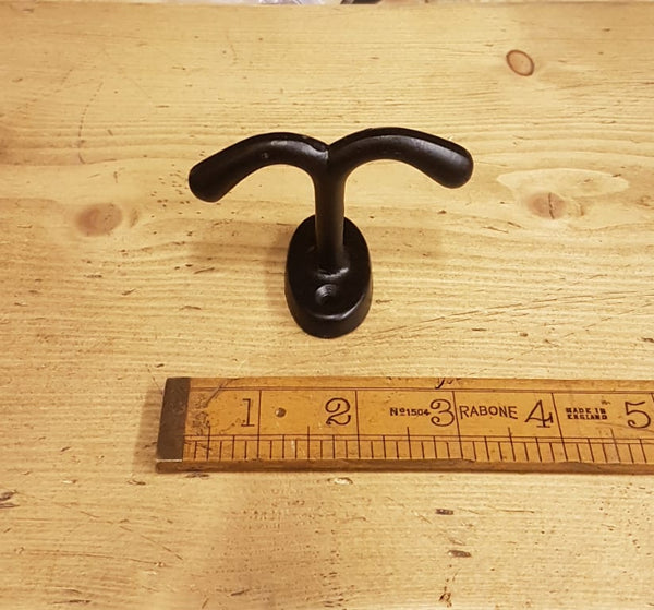 Ceiling Hook Double Cast Iron Satin Epoxy Black 70mm