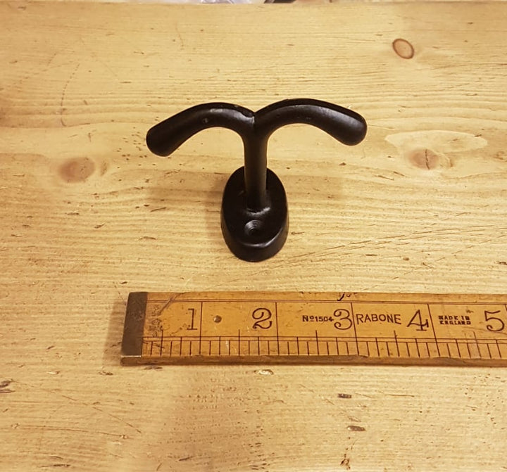 Ceiling Hook Double Cast Iron Satin Epoxy Black 70mm