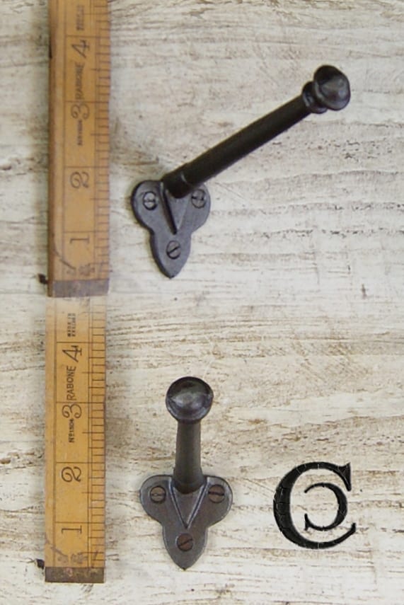 Coat Hook Voysey Single Cast Antique Iron 120 Projection