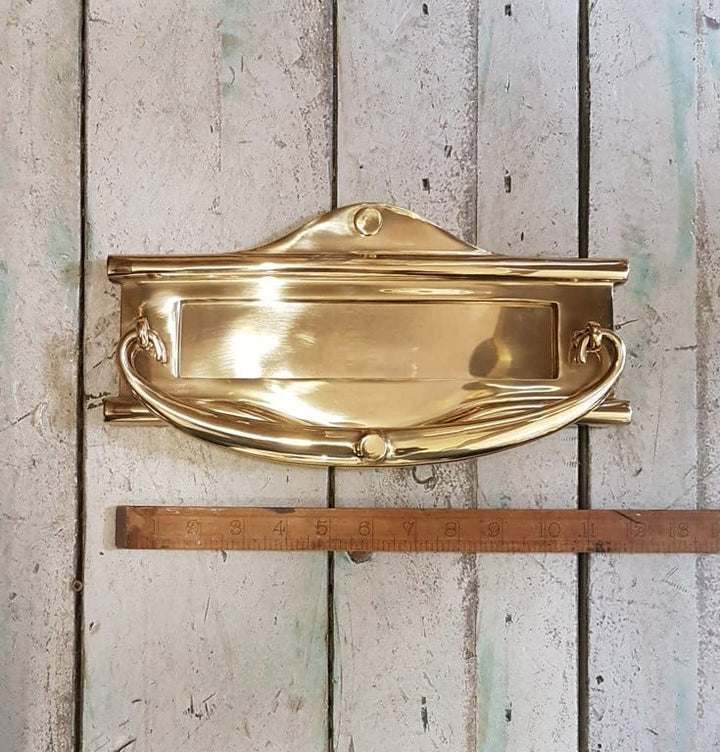 Letter Box Plate C/W Knocker Polished Brass 310mm x 160mm