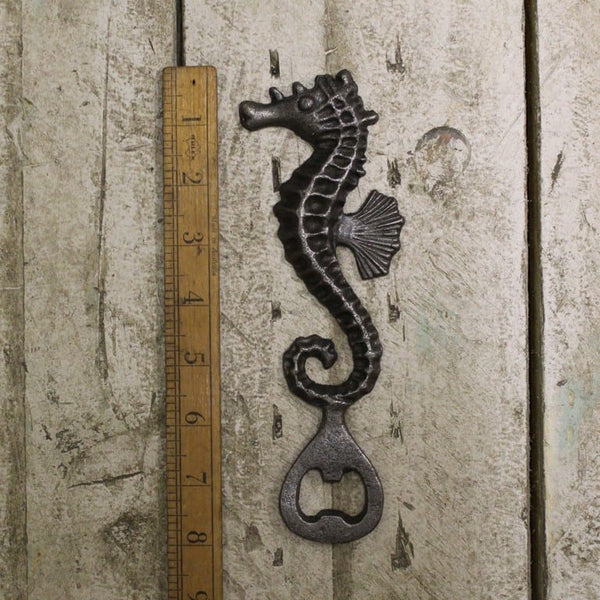 Bottle Opener Hand Held SEAHORSE Cast Antique Iron 200mm