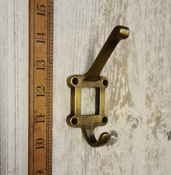 Hat Coat Hook takes Ceramic Insert Label Antique Brass 113mm
