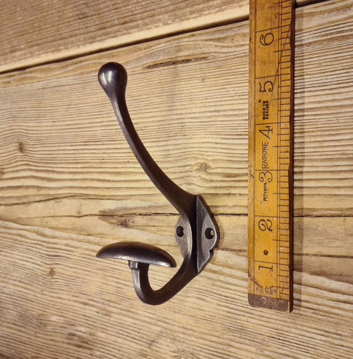 Coat Hook BOWLER TOP HAT Wide Cast Antique Iron 125mm