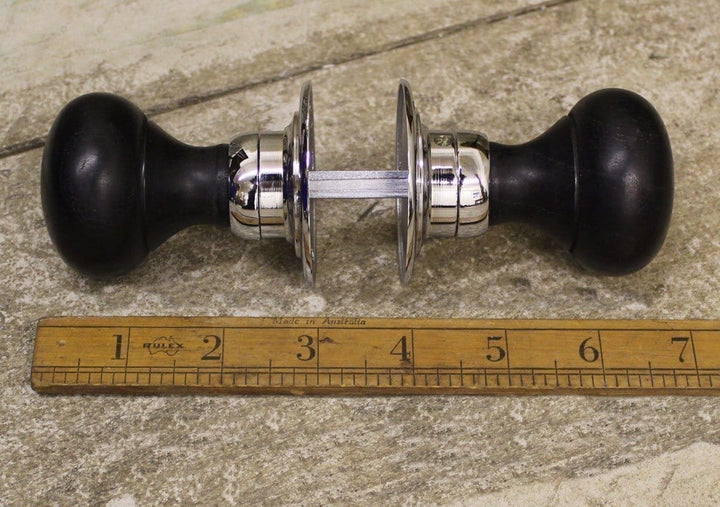 Door Knob Set Bun Type Ebonised / Chrome 50mm