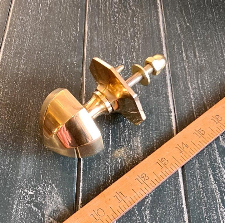 Octagonal Centre Door Knob Cast Solid Brass Single 75mm