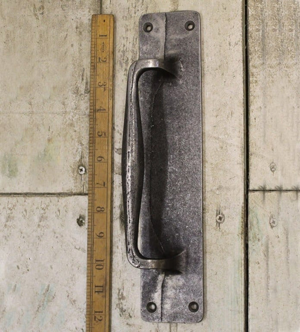 Door Pub Pull Handle on Plate Cast Antique Iron 300mm