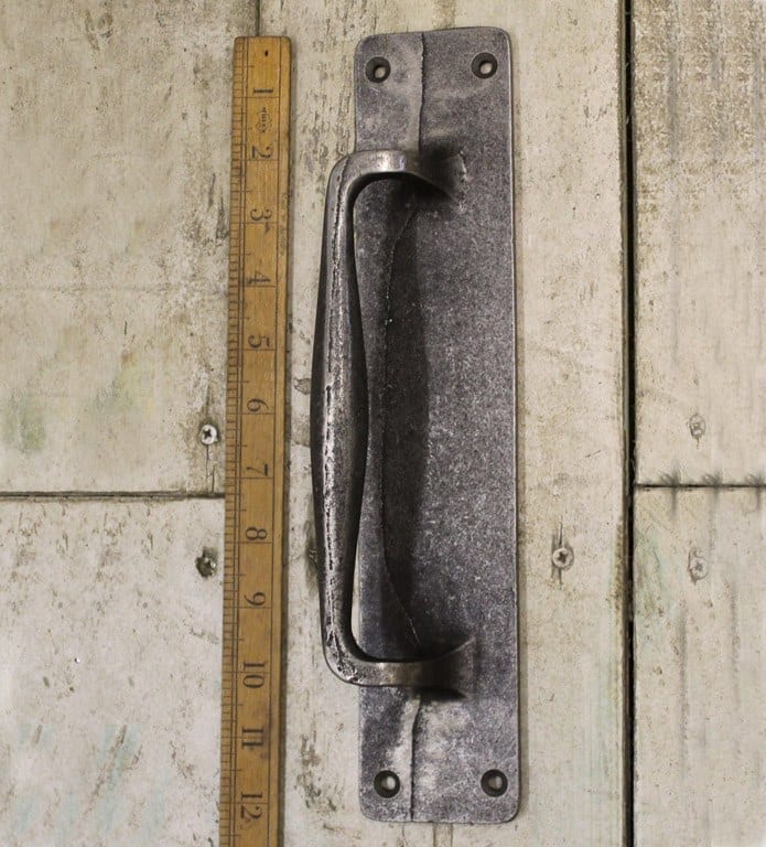 Door Pub Pull Handle on Plate Cast Antique Iron 300mm