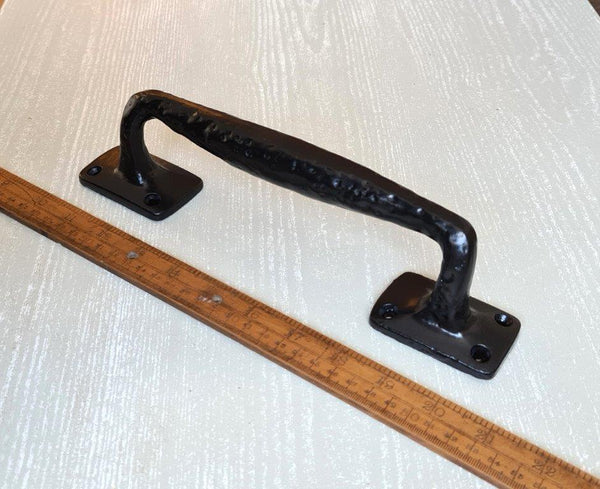Pub Door Handle Riven Black Non-Handed Square Plate 265mm