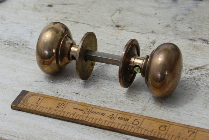 Cottage Door Knob Hollow Natural Antique Brass 55mm Diameter