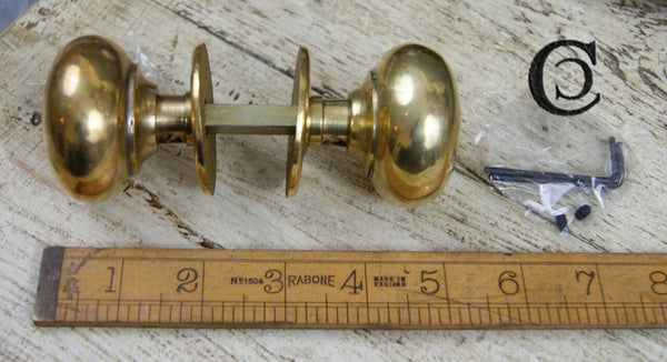 Cottage Door Knob Hollow Natural Brass 55mm Diameter