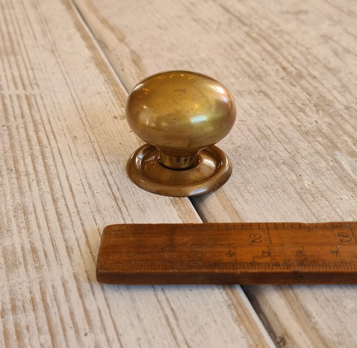 Knob Cupboard Screw Plate Hollow Antique Brass 38mm Diameter