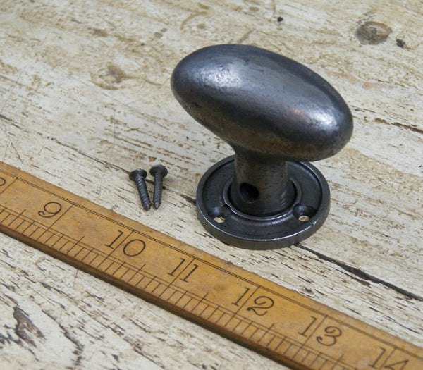 Oval Door Mortise Knob SMOOTH Antique Iron 60mm Unsprung