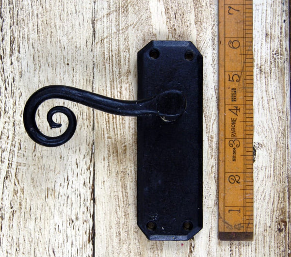 Lever Latch Handle Plain Curly Tail Black Wax 125mm (Pair)