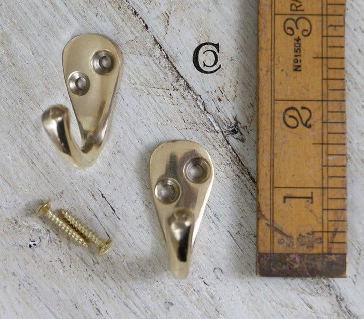 Robe Hook Single Solid Brass 40mm x 20mm