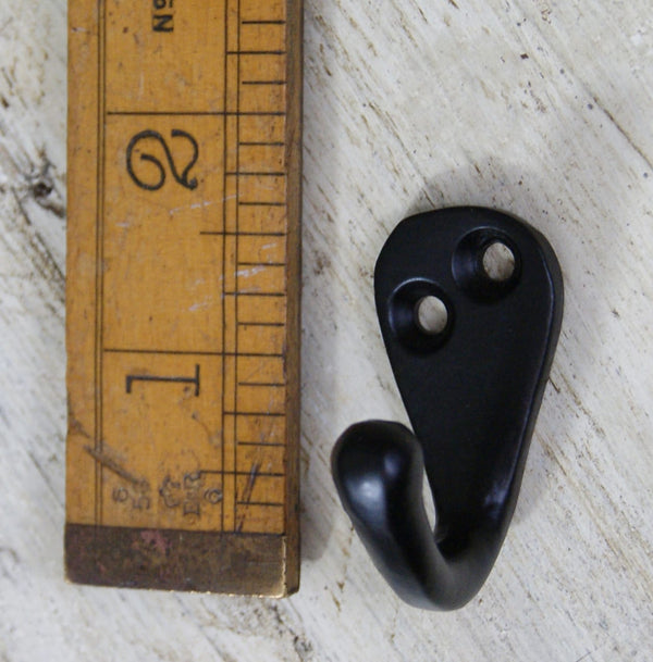 Robe Hook Single Cast Iron Sat Black 42mm x 34mm Projection