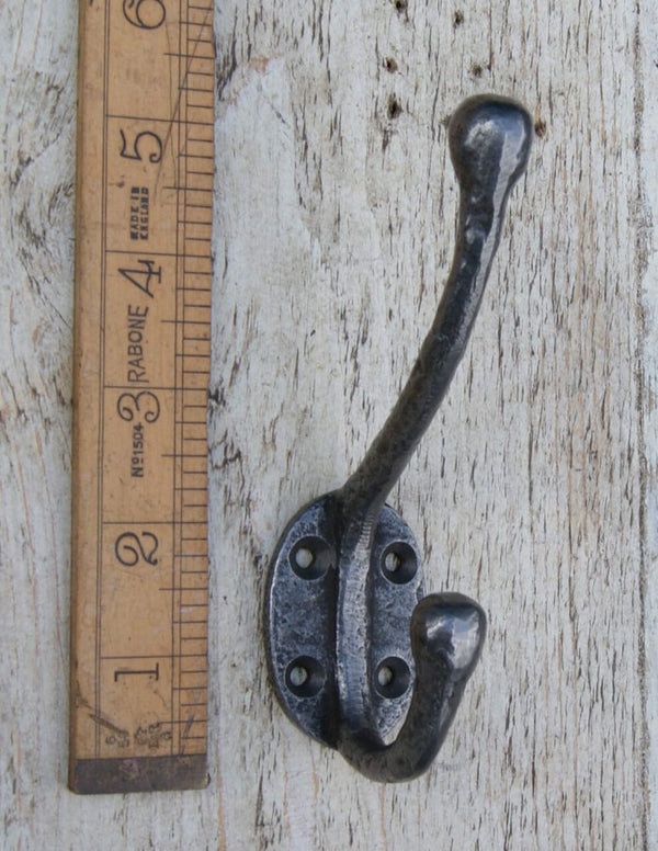 Coat Hook Round Riven Victorian 4 Hole Cast Antique Iron 125mm