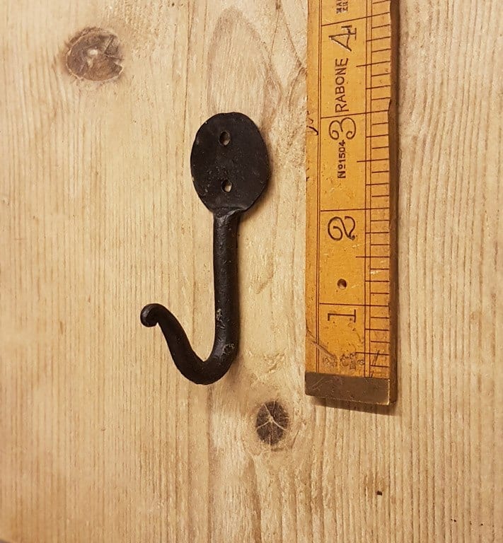 Key Hook Single Penny End Hand Forged Black Black Wax 70mm
