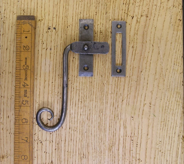 Casement Fastener Curly Left Hand Hand Forged Antique Iron 113mm