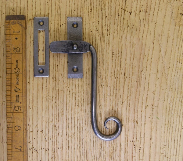 Casement Fastener Curly Right Hand Hand Forged Antique Iron 113mm