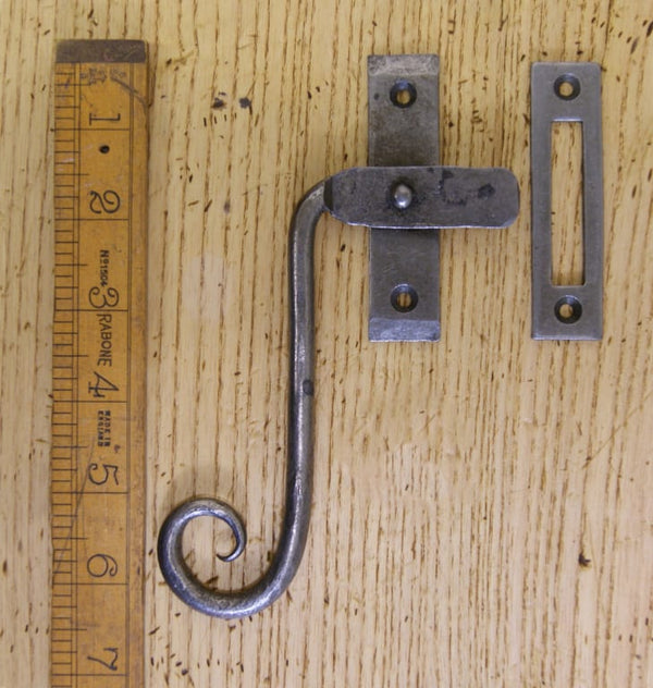Casement Fastener Curly Left Hand Tail Hand Forged Black Wax 113mm
