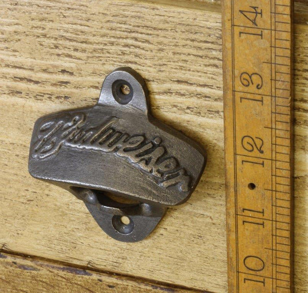 Bottle Opener Wall Mounted BUDWEISER Cast Antique Iron