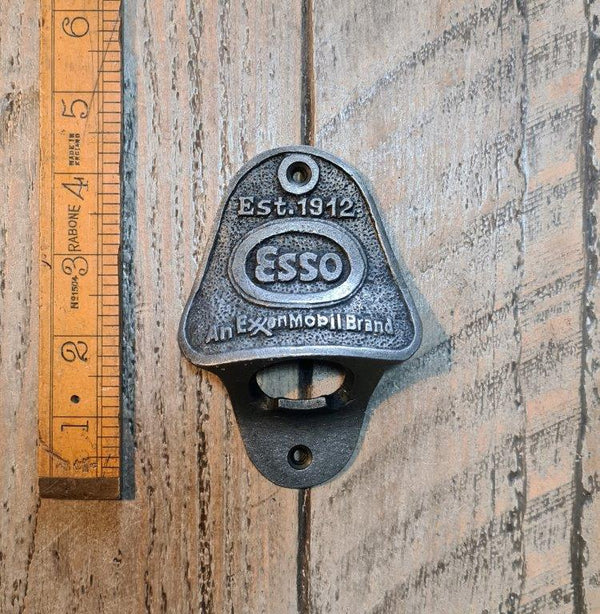 Bottle Opener Wall Mounted ESSO Cast Antique Iron