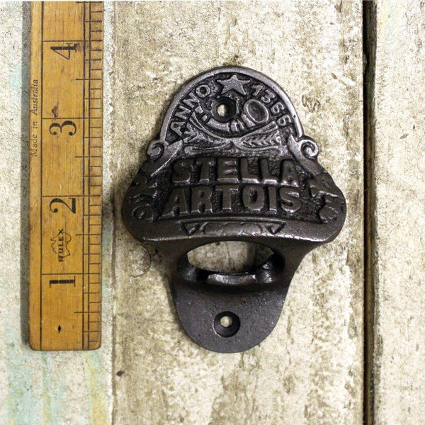 Bottle Opener Wall Mounted STELLA ARTOIS Cast Antique Iron