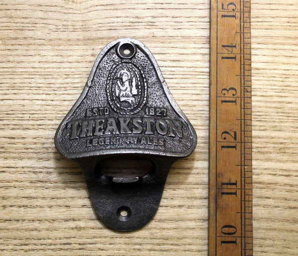 Bottle Opener Wall Mounted THEAKSTONS Cast Antique Iron