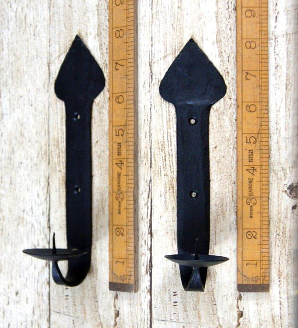 Candle Holder Wall Mounted GOTHIC Hand Forged Black Wax 200mm