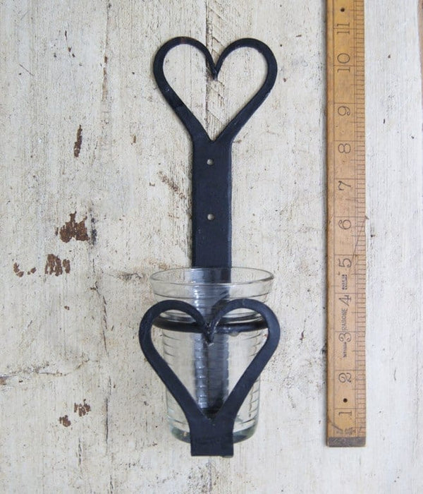 Candle Holder Glass Wall Mnt Heart HF B/Wax 10" / 250mm TBD