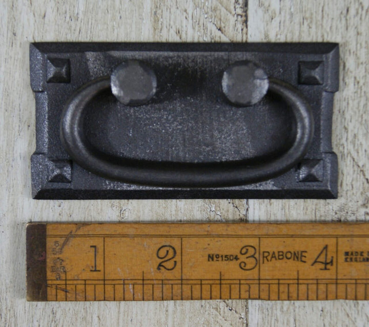 Drop Plate Drawer Handle CORONA USA Cast Antique Iron 50mm x 100mm