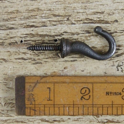Ceiling Cup Hook Short Screw-In Antique Iron 20mm thread Overall 57mm