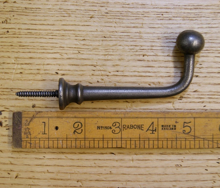 Hat Hook Ball End Larder Long Screw-In Antique Iron 100mm