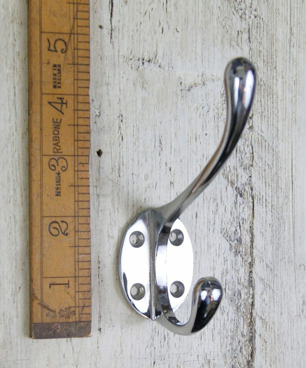 Hat Coat Hook Victorian 4 Hole Chrome on Iron 110mm